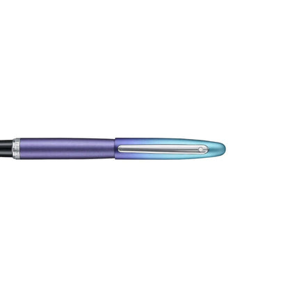 Sheaffer Expressions VFM 9430 Fountain Pen in blue and purple with chrome trim, showcasing premium craftsmanship.