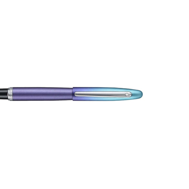 Sheaffer Expressions VFM 9430 Fountain Pen in blue and purple with chrome trim, showcasing premium craftsmanship.