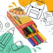 Luxor Super Chisel Marker Pen Assorted Set of 10 Shades in a colorful packaging with vibrant marker pens.
