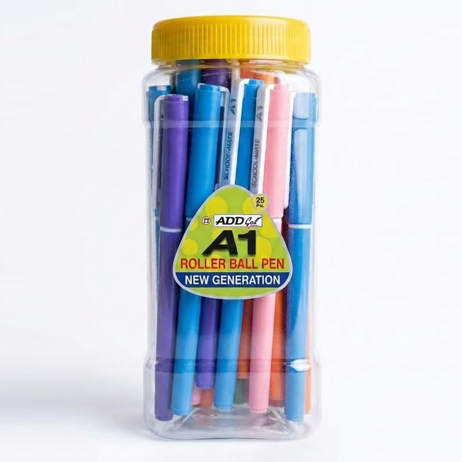 Add Gel A1 Roller Ball Pen Blue | Jar Pack of 25