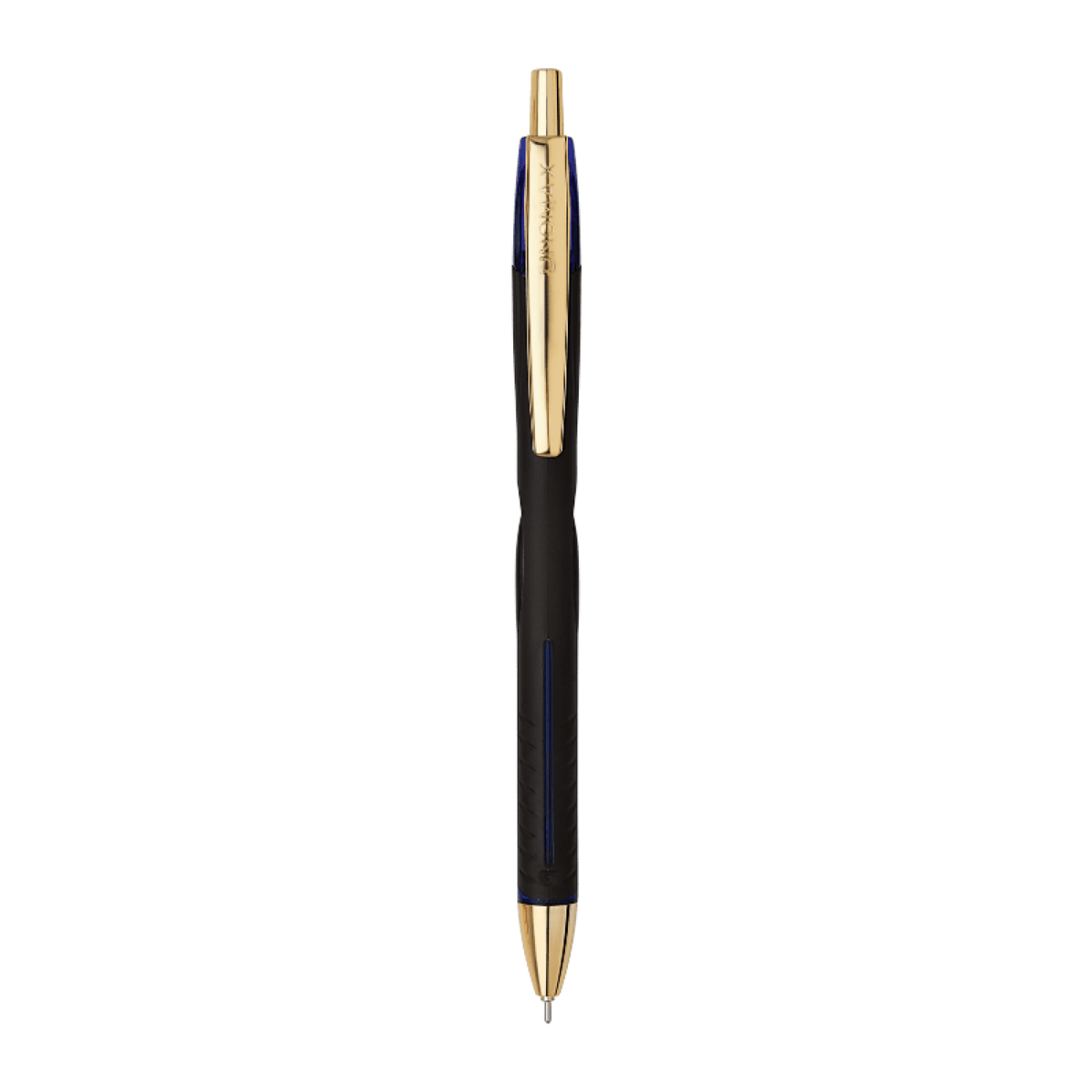 Unomax Aero Gold Ball Pen | Ink Colour - Blue, featuring a soft rubberized barrel and gold clip