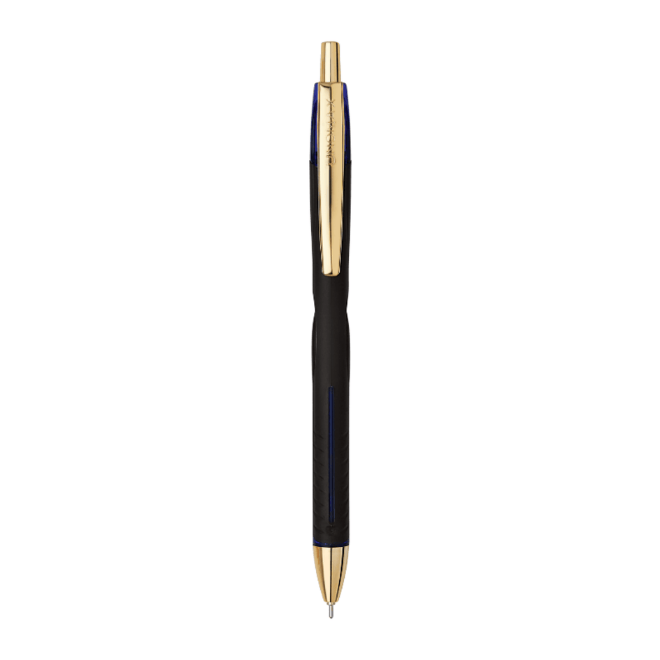 Unomax Aero Gold Ball Pen | Ink Colour - Blue, featuring a soft rubberized barrel and gold clip