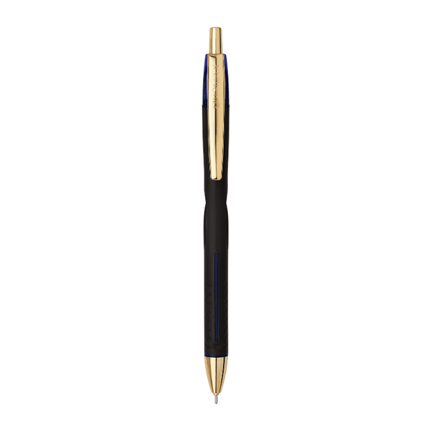 Unomax Aero Gold Ball Pen | Ink Colour - Blue, featuring a soft rubberized barrel and gold clip
