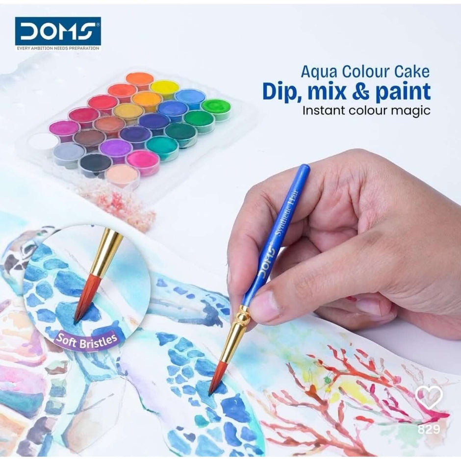 DOMS Art Amaze Kit | Combination of 9 Painting & Coloring Items featuring Aqua Colour Cakes and painting tools.