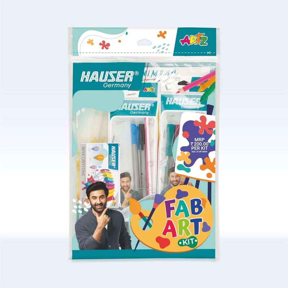 Hauser Artz Fab Art Kit | Stationery Kit of 11 Assorted Items in a compact packaging.
