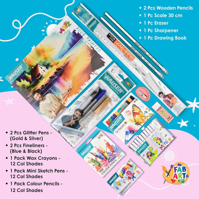 Hauser Artz Fab Art Kit | Stationery Kit of 11 Assorted Items