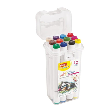 Flair Creative Art Marker 12 Shades | Dual Tip - Brush and Fine