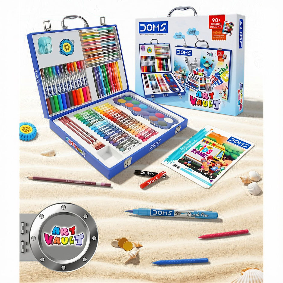 DOMS Art Vault Kit | Comes With Case | Combination of 9 Stationery Items