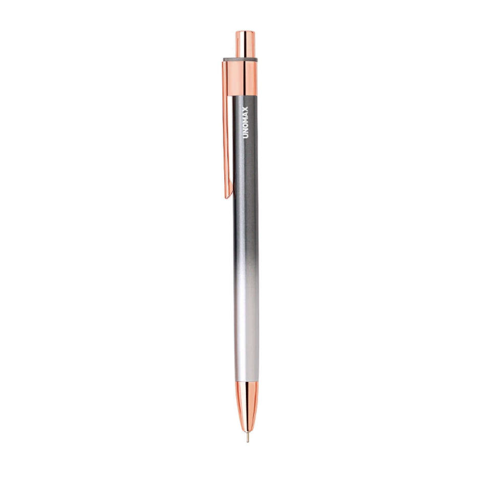 Unomax Aurum Ball Pen | Ink Colour - Blue with elegant gradient finish and rose gold clip.