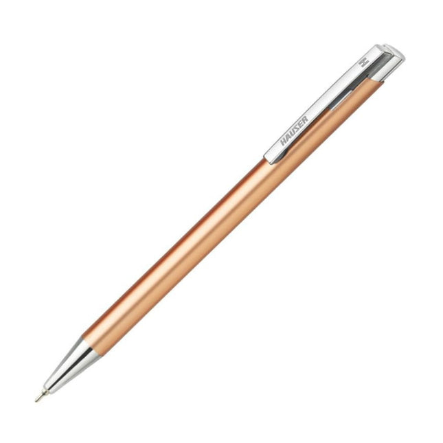 Hauser Aurus Metal Ball Pen | Ink Colour - Blue on a white background showcasing its sleek, ergonomic design.