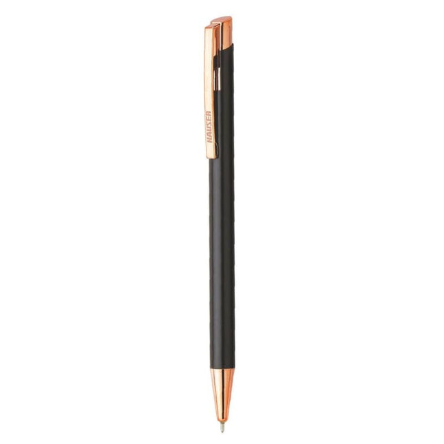 Hauser Aurus Rose Gold Ball Pen | Ink Colour - Blue on a clean background, showcasing its elegant design.