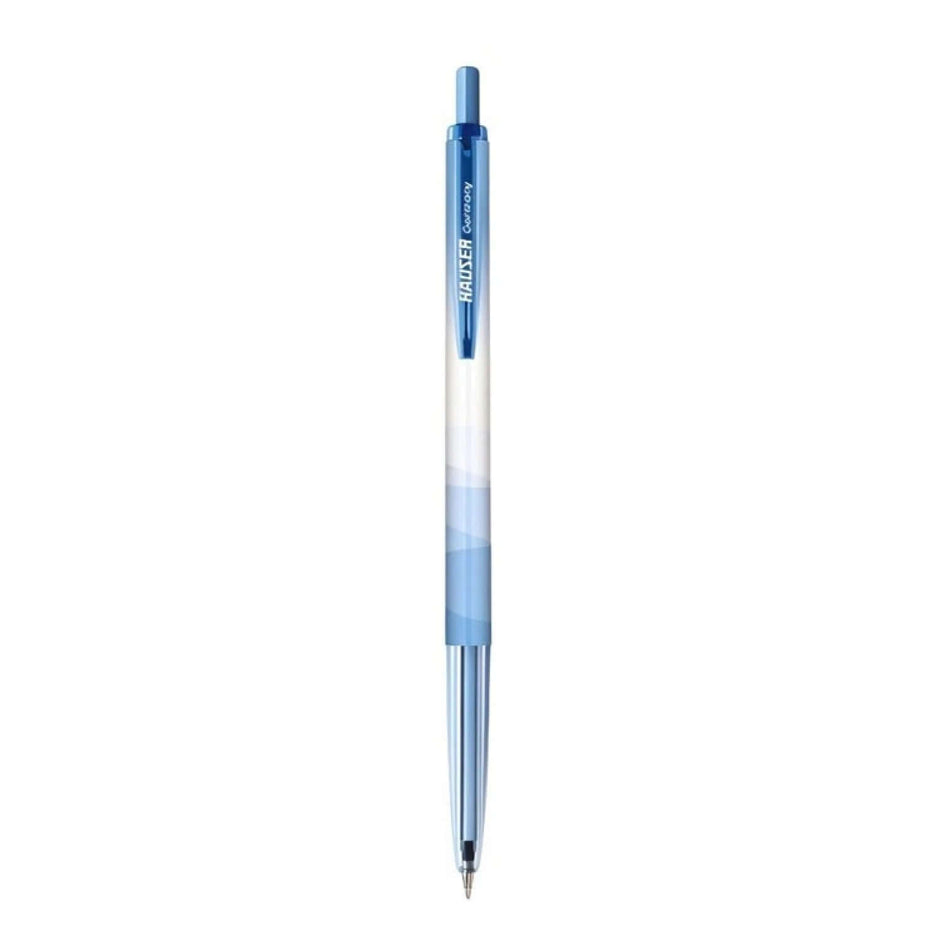 Hauser Auto-Click Ball Pen | Ink Colour - Blue, Black and Red in blue color with a sleek design.