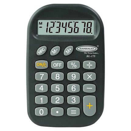 Bambalio BL-175 8 Digits Pocket Calculator with clear display and soft-touch keys.