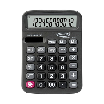 Bambalio BL-222 12 Digits Desktop Calculator with angled display and durable keys