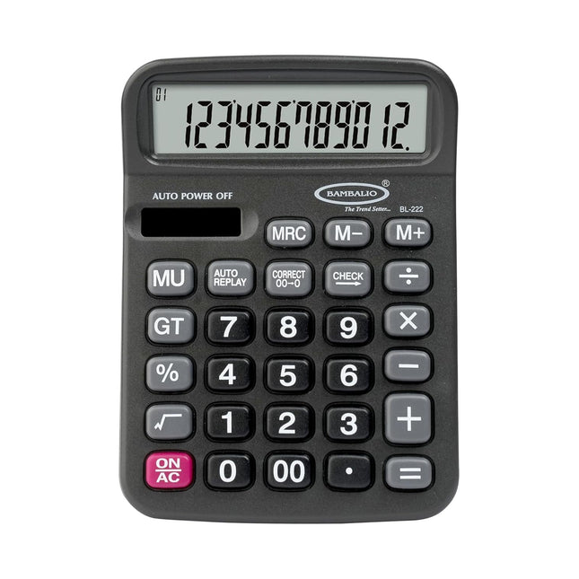 Bambalio BL-222 12 Digits Desktop Calculator with angled display and durable keys