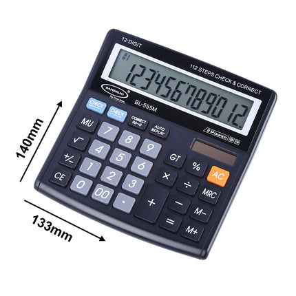 Bambalio BL-555M 12 Digits Desktop Calculator with large LCD display and heavy-duty keys