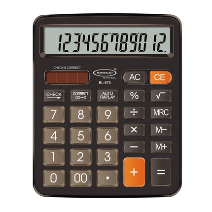 Bambalio BL-575 12 Digits Desktop Calculator with large LCD display and diamond-cut keys for precision input.