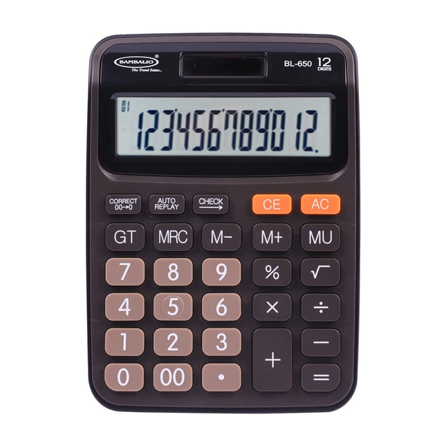 Bambalio BL-650 12 Digits Desktop Calculator with clear LCD display and durable buttons.