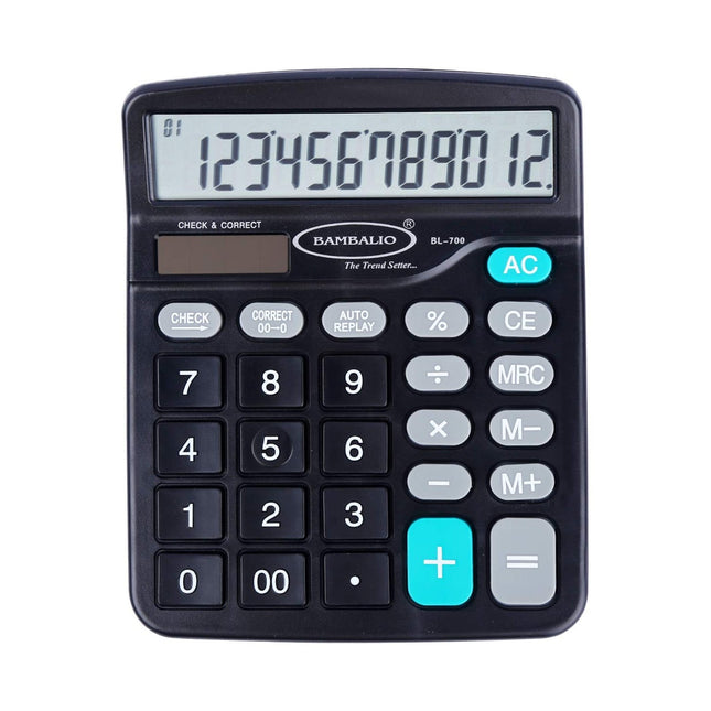 Bambalio BL-700 12 Digits Desktop Calculator featuring a 12-digit display and oversized buttons.