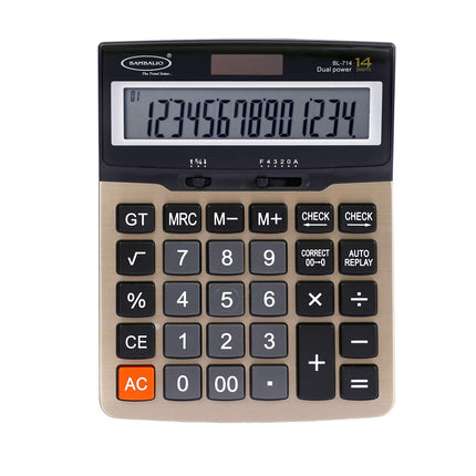 Bambalio BL-714 14 Digits Desktop Calculator with large LCD display and ergonomic buttons for precise calculations.