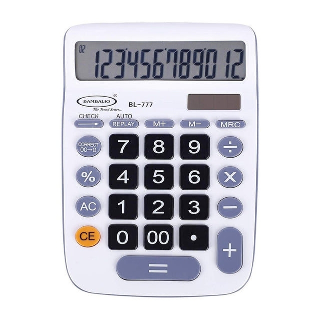 Bambalio BL-777 12 Digits Desktop Calculator with large display and heavy plastic keys.