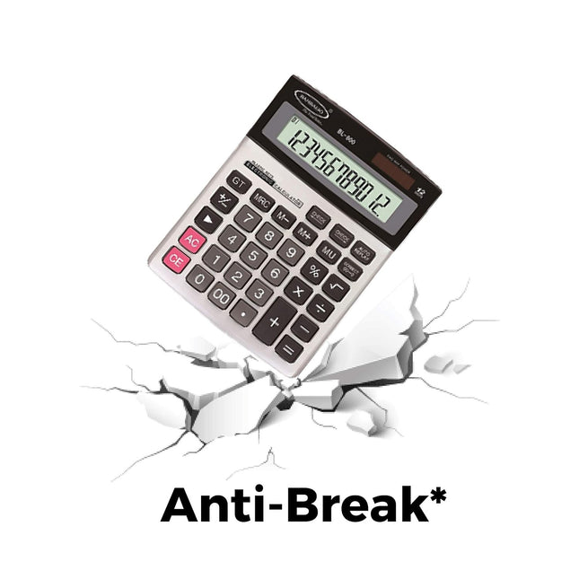 Bambalio BL-800 12 Digits Desktop Calculator showcasing anti-break technology with large display and durable design.
