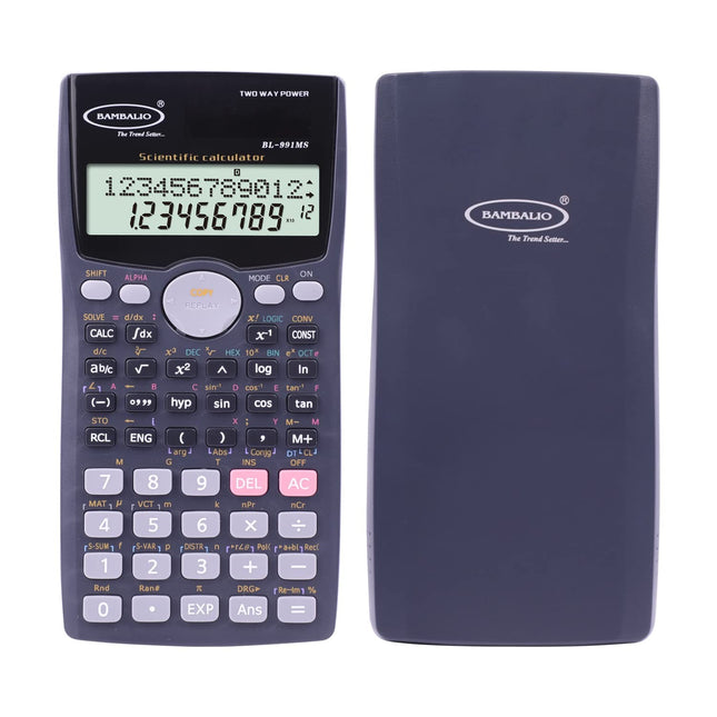Bambalio BL-991MS Scientific Calculator | 401 Functions and 2 Line Display with large buttons and dual power options.
