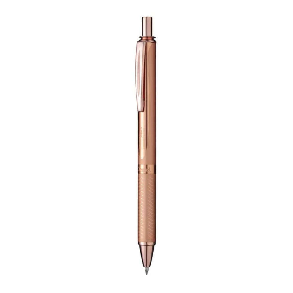 Pentel Energel BL407 Metal Roller Gel Pen with elegant aluminum barrel and textured grip for a professional writing experience.