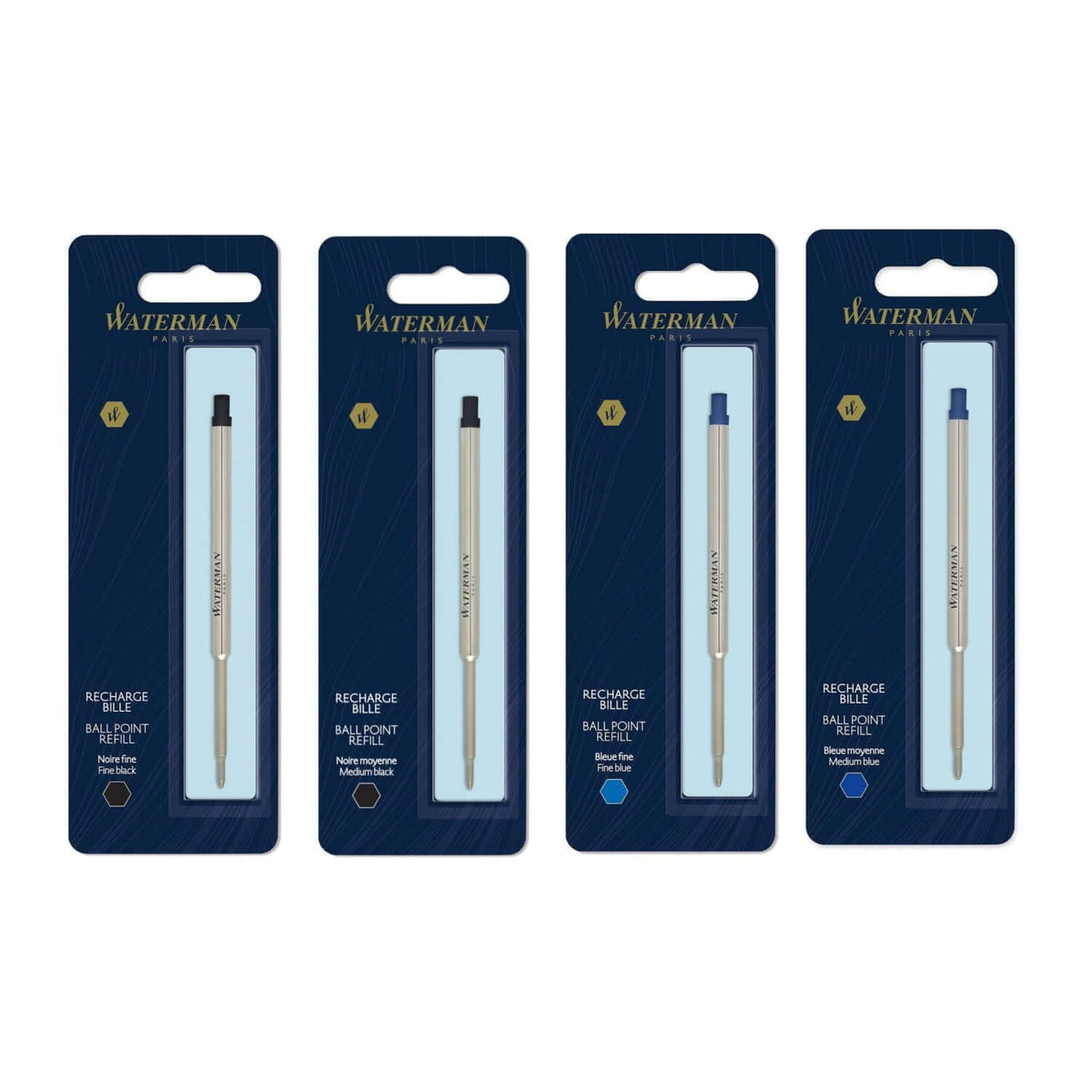 Waterman Ball Pen Refill | Ink Colour - Blue and Black refills in packaging