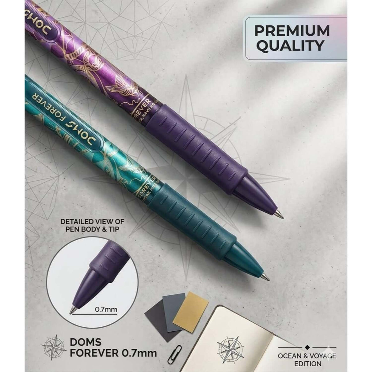 DOMS Baymech 0.7mm Mechanical Pencil showing vibrant colors and detail of pen body.