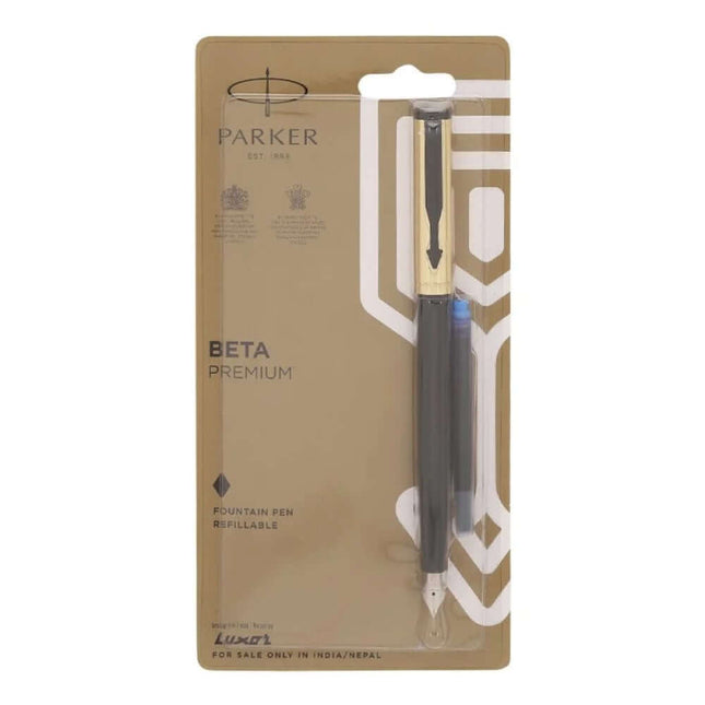 Parker Beta Premium Fountain Pen with Quink Cartridge | Coated Clip