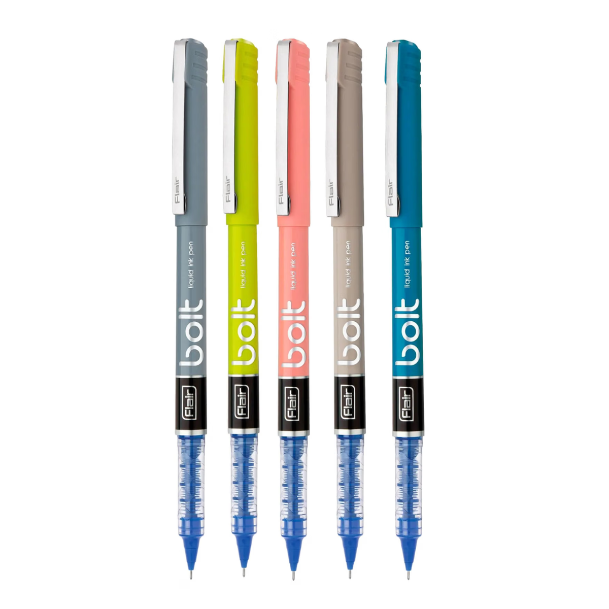 Flair Bolt Liquid Ink Pen | Pack of 5 | Ink Colour - Blue