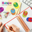 Flair Creative Bubble Eraser | Pack of 1 displayed with colorful designs on a notepad and office supplies.