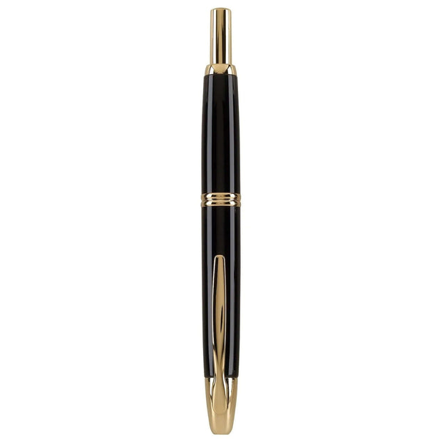 Pilot Capless Black GT Fountain Pen with gold-plated trims and sleek design.