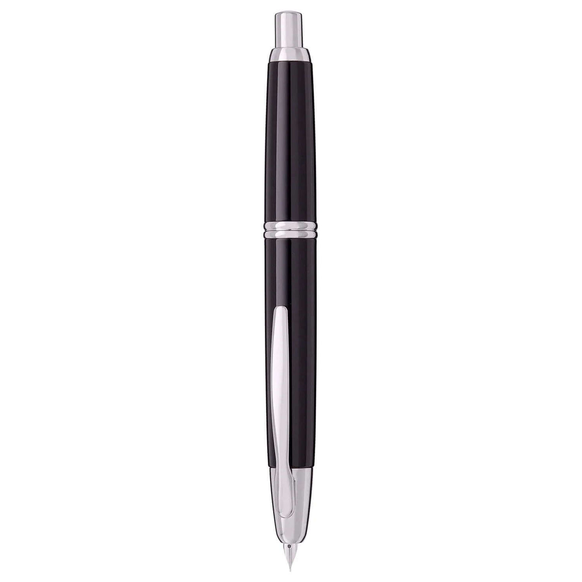 Pilot Capless Decimo Black Fountain Pen with sleek black barrel and rhodium accents