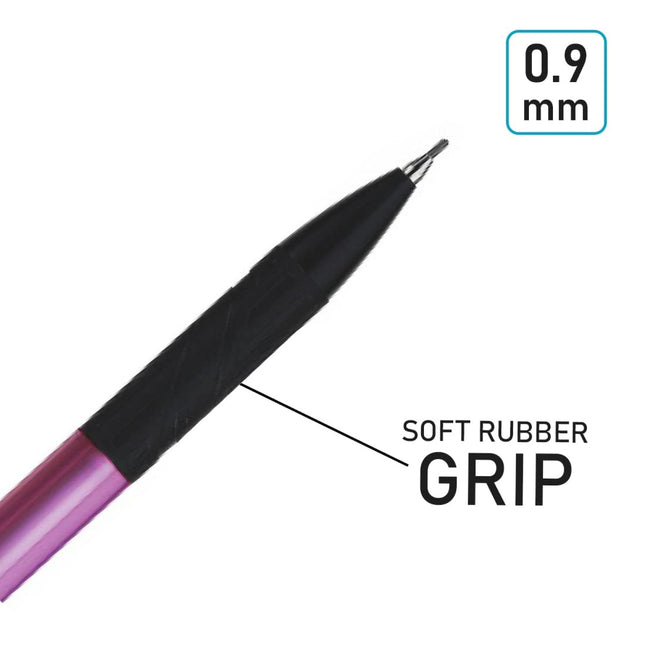 Close-up of Flair Clixx Mechanical Pencil showcasing soft rubber grip for comfort and control.
