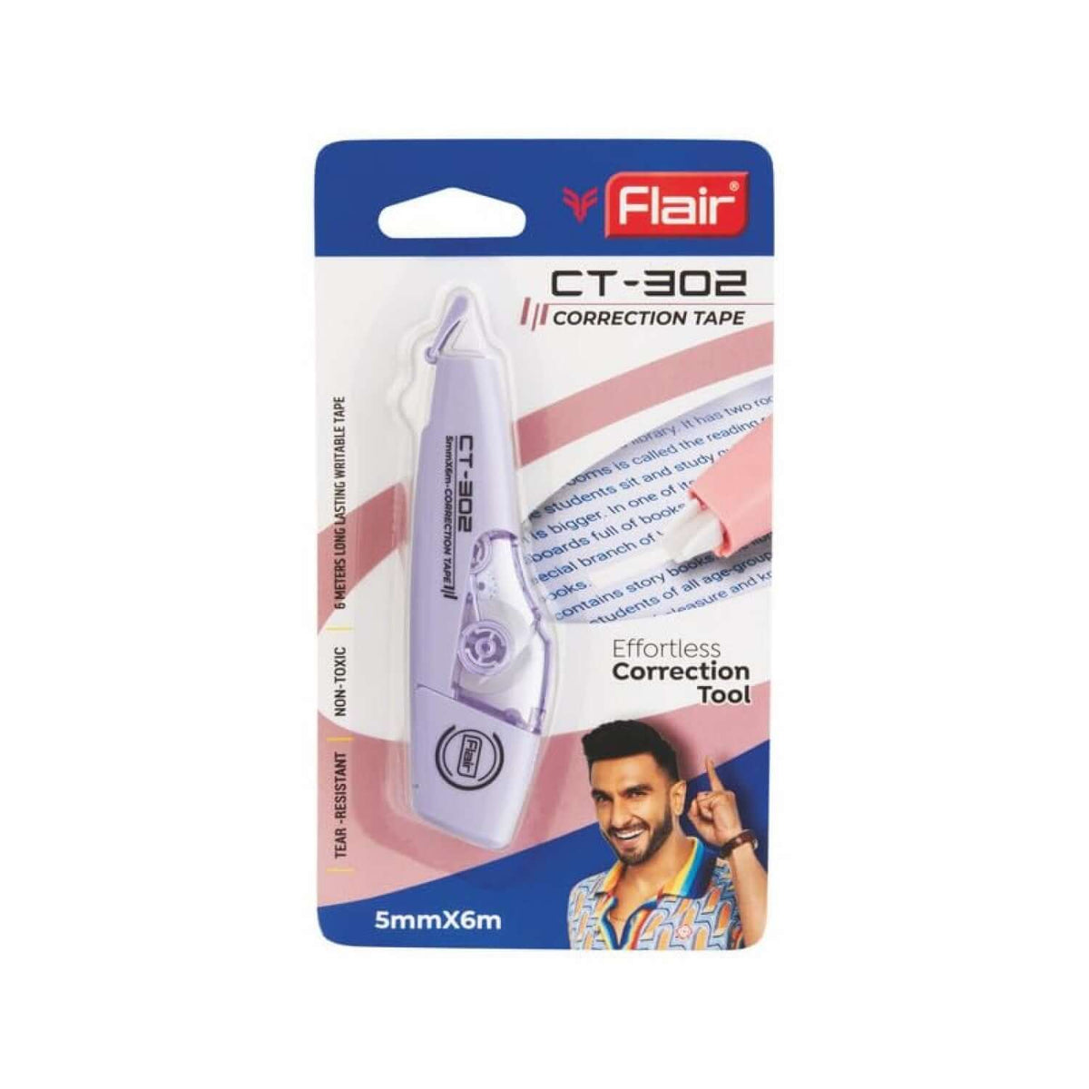 Flair Creative Correction Tape CT-302 | Pack of 1 - lightweight and ergonomic correction tool for precise application