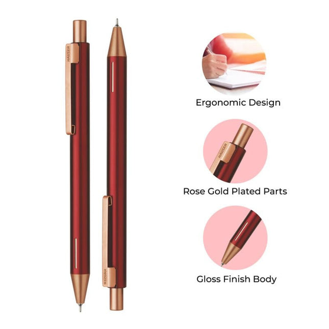 Hauser Cosmo Rose Gold Ball Pen | Ink Colour - Blue with ergonomic design and rose gold accents