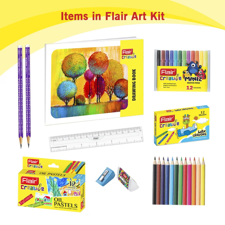 Flair Creative Colouring Kit | Assorted Set Of 9 Items
