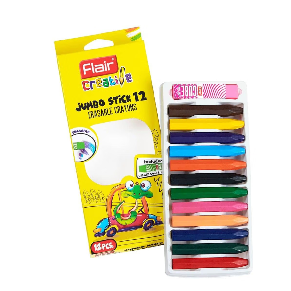Flair Creative Erasable Jumbo Crayons 12 Shades