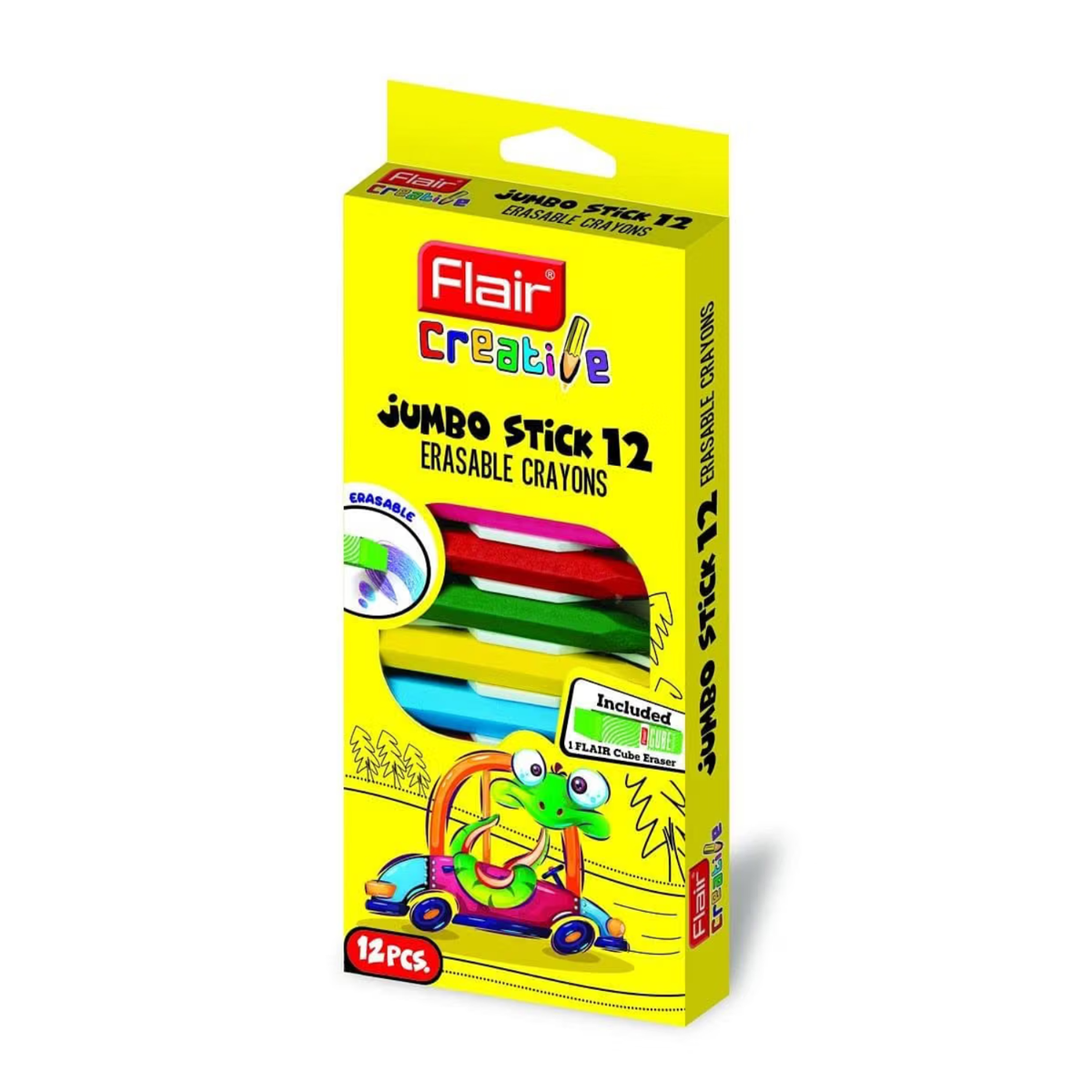 Flair Creative Erasable Jumbo Crayons 12 Shades