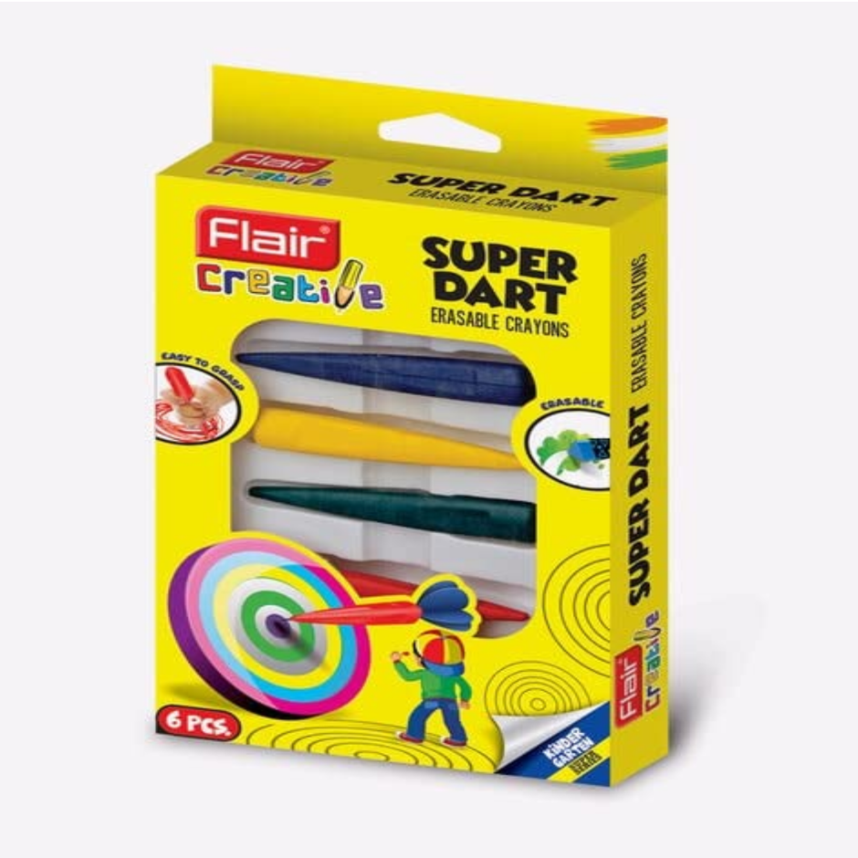 Flair Creative Erasable Super Dart Crayons 6 Shades