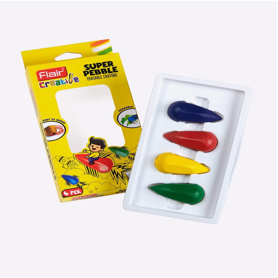 Flair Creative Erasable Super Pebble Crayons 4 Shades