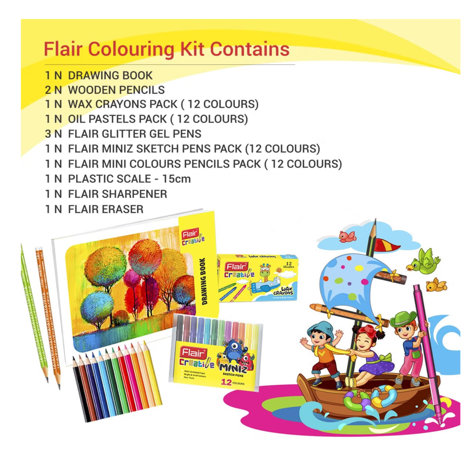 Flair Creative Colouring Kit | Assorted Set Of 11 Items