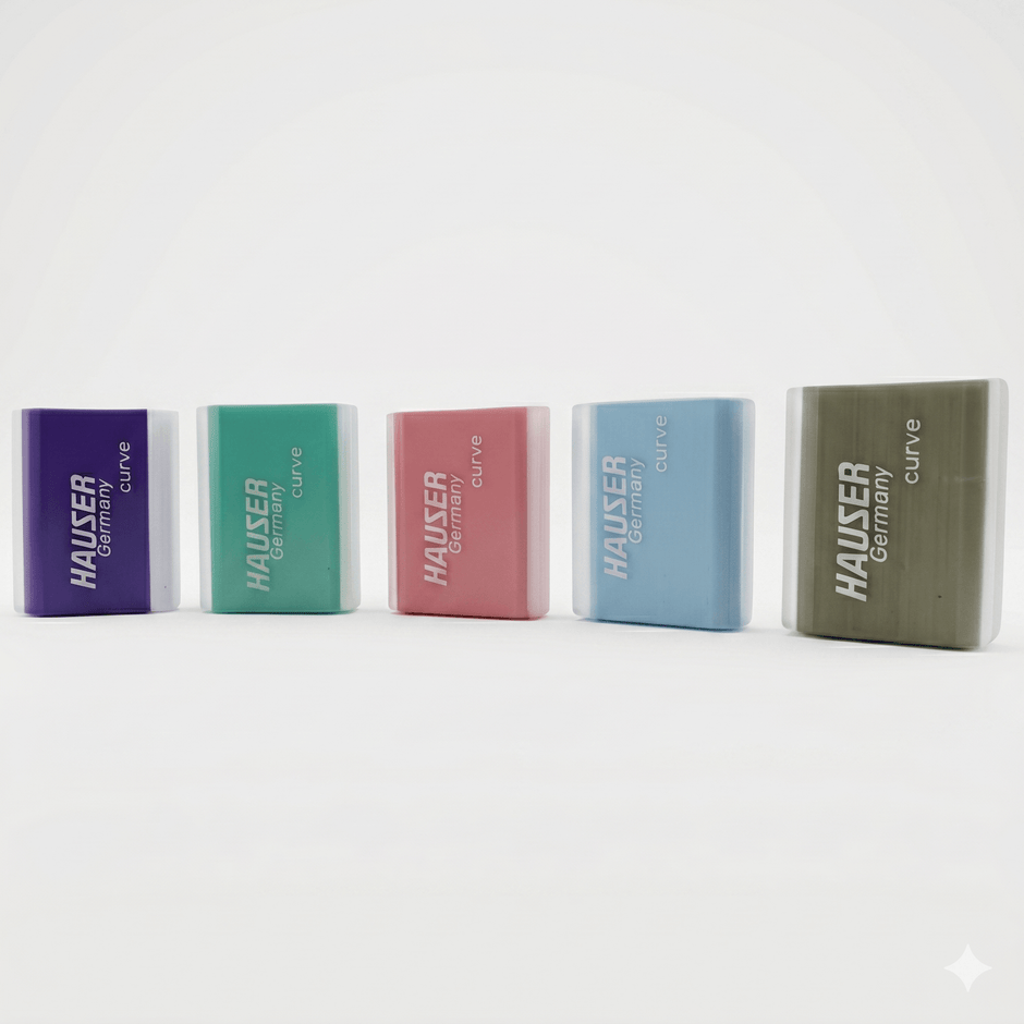 Hauser Artz Curve Eraser | Pack of 1 in various colors showcasing ergonomic design and durability.