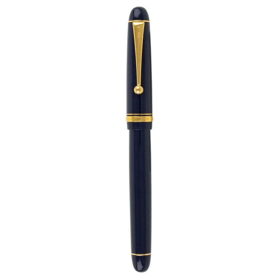 Pilot Custom 74 Dark Blue GT Fountain Pen showcasing its elegant design and gold-plated trim.