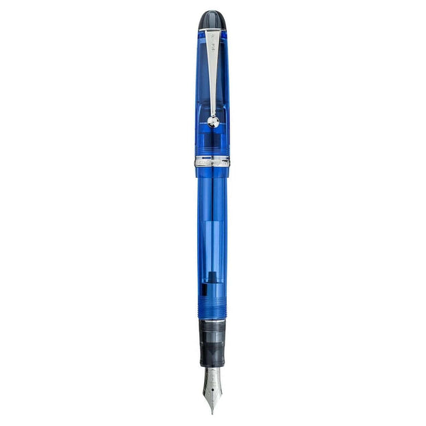 Pilot Custom 74 Tinted Blue CT Fountain Pen showcasing a translucent blue body and silver clip.