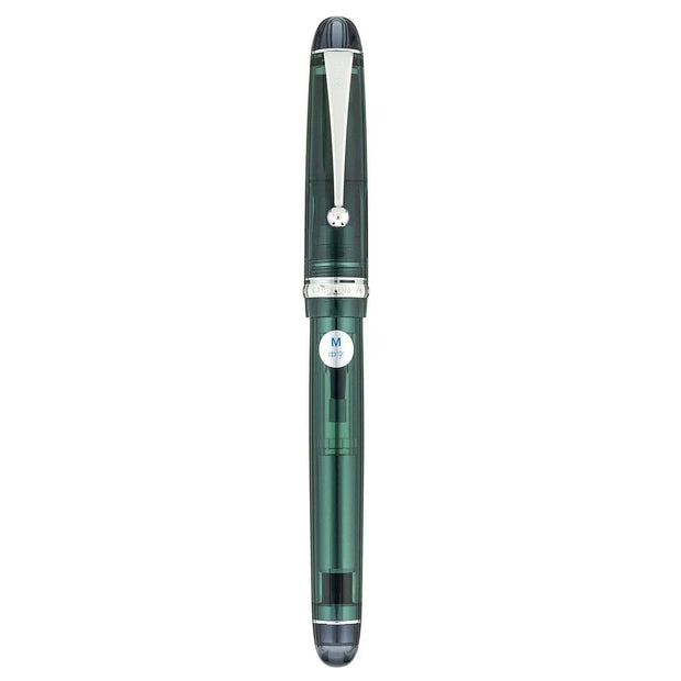 Pilot Custom 74 Tinted Green CT Fountain Pen with chrome trim and rounded-end barrel design.