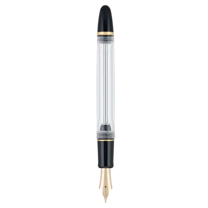 Pilot Custom 823 Clear GT Fountain Pen showcasing transparent barrel and elegant gold nib detail.