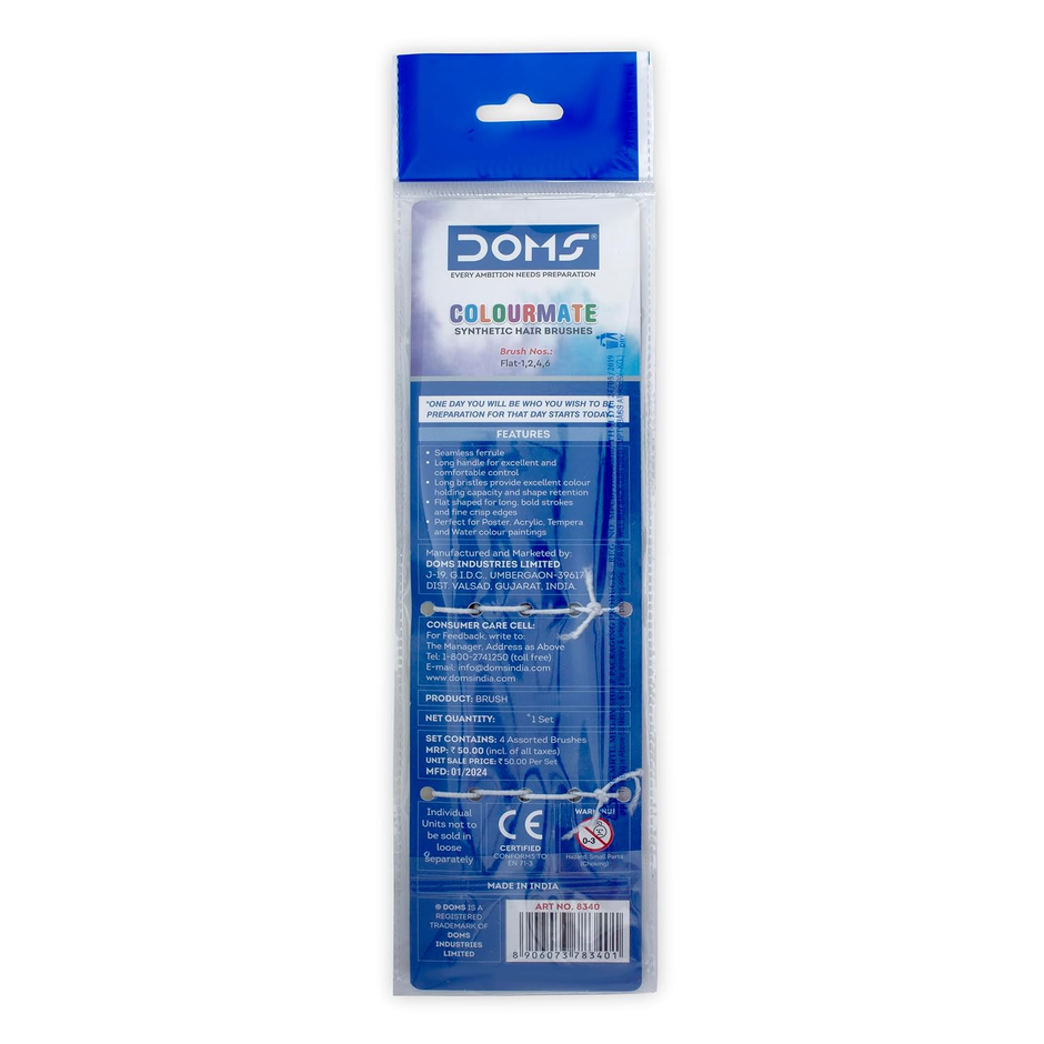 DOMS Colourmate Flat Paint Brush | Set of 4